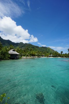 水上コテージとラグーン